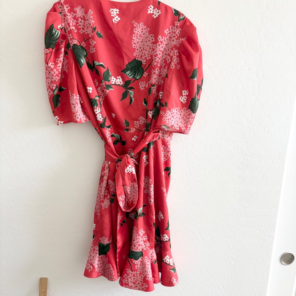 KEEPSAKE THE LABEL This Moment Satin Wrap Dress Flutter Hem Elegant M - Picture 2 of 7
